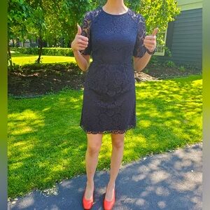 Madewell blue lace dress in size 0